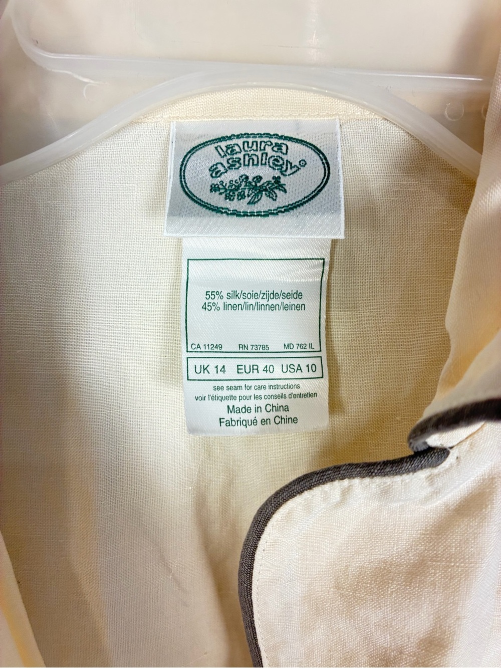 VTG Laura Ashley Silk Linen Cream Button Front Midi Shirt Tea Dress - Picture 2 of 12